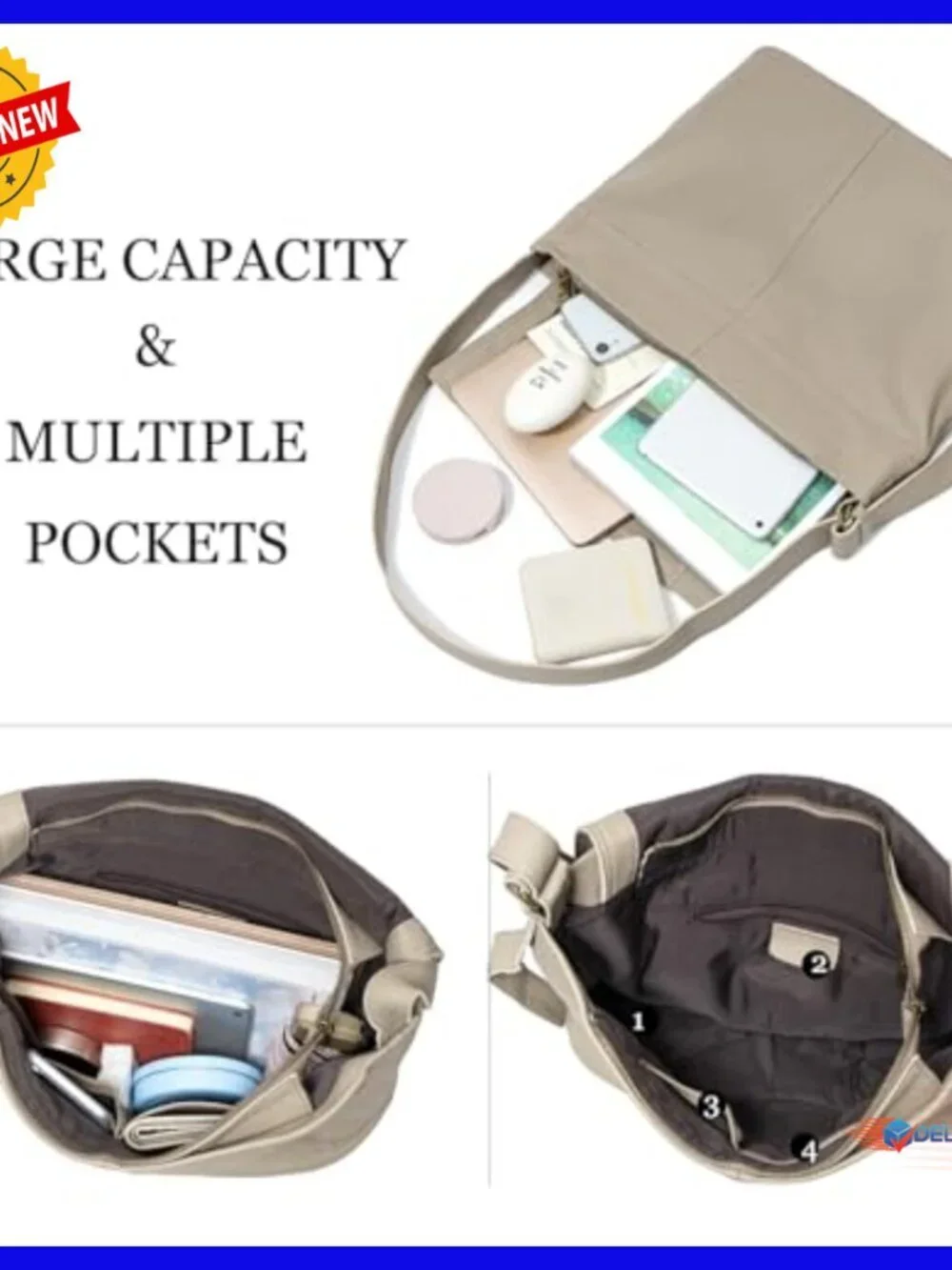 Large Genuine Leather Hobo Shoulder Bag Crossbody Purse Travel Work
